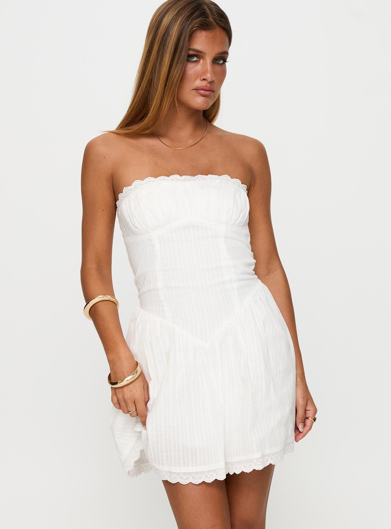 Mirella Strapless Mini Dress White Product Image