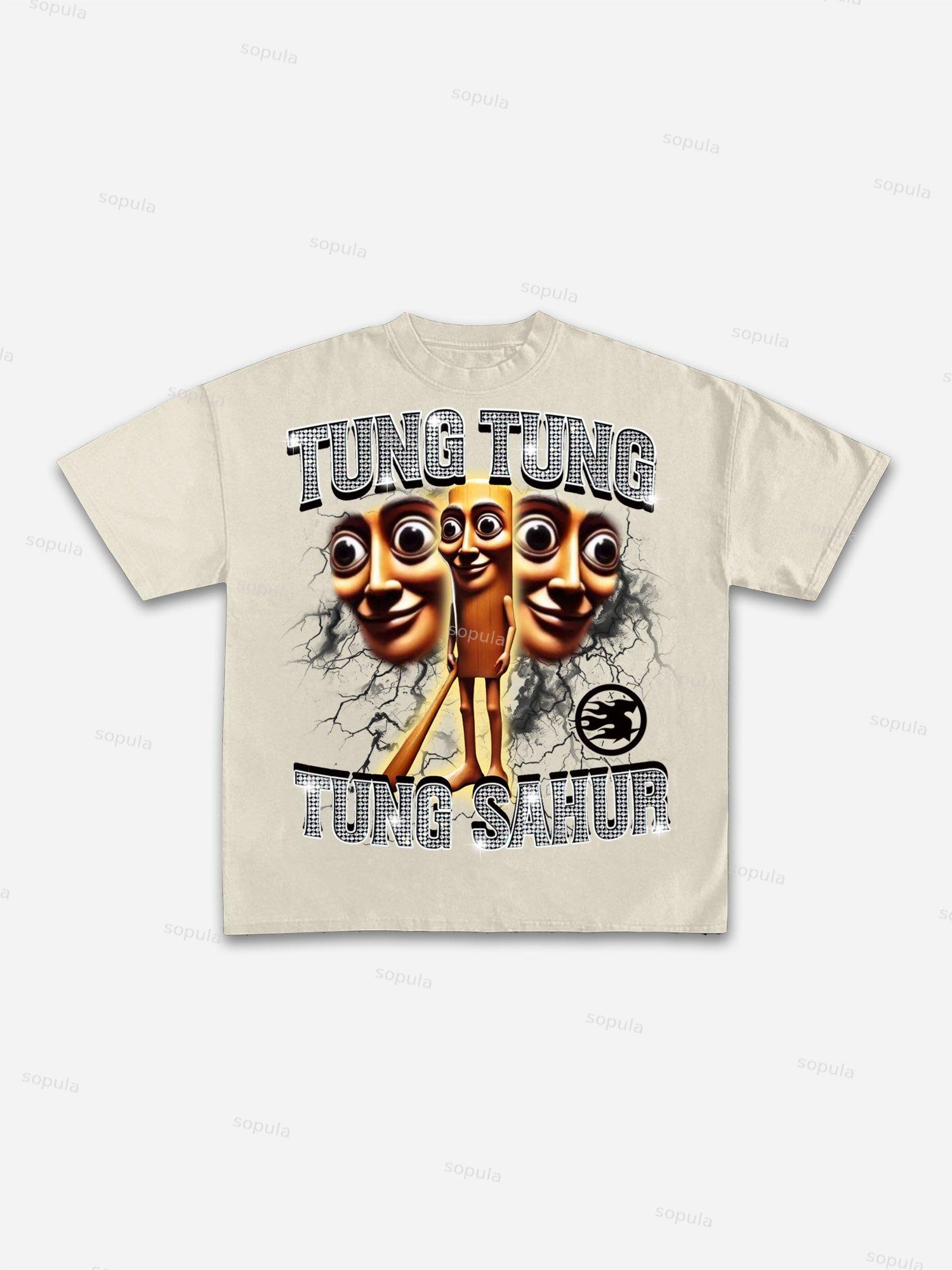 Tung Tung Tung Sahur Vintage Graphic Cotton T-shirt Product Image