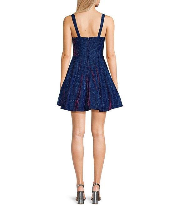 B. Darlin Glitter Knit Sweetheart-Neck Sleeveless Dress Product Image