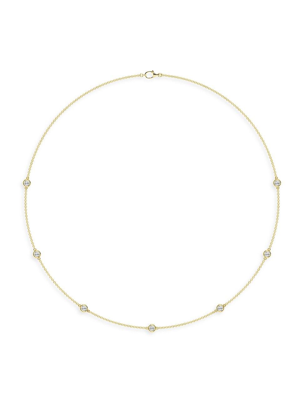 Womens 14K Yellow Gold & 7-Diamond Station Necklace/0.70-2.10 TCW Product Image