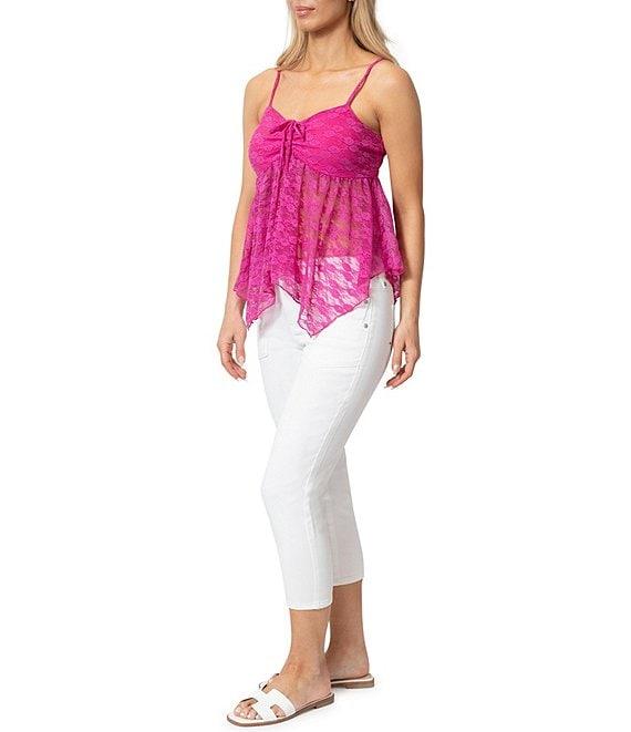 Stevie by Steve Madden Floral Printed Stretch Lace Tie Front Tank Top Product Image