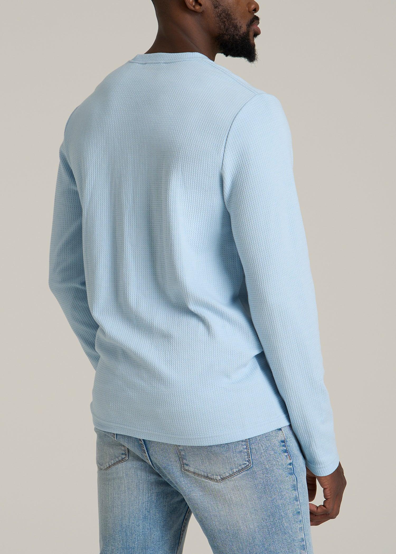 Cloud Knit Waffle Long Sleeve Tee for Tall Men in Ice Blue Male Product Image