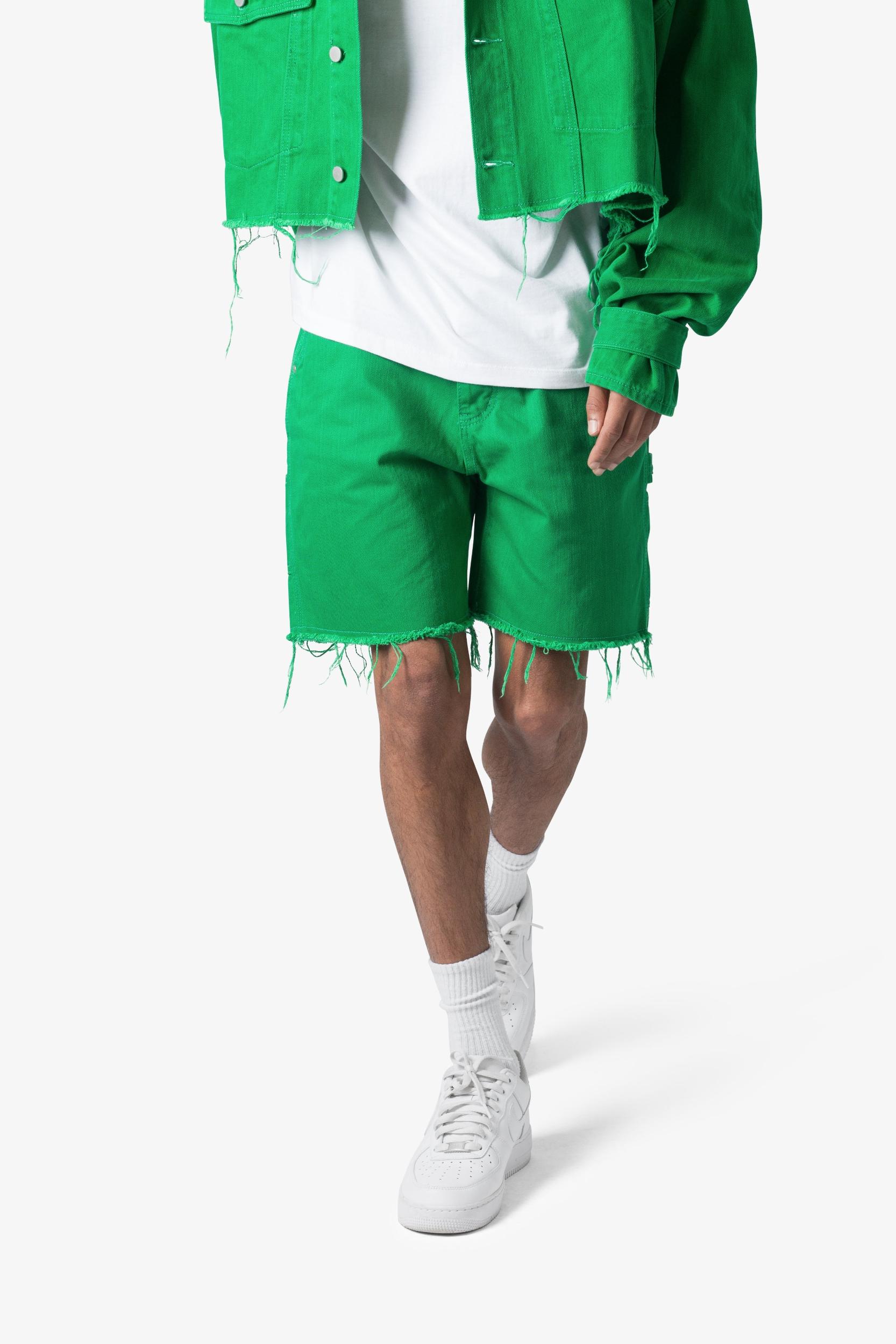 Frayed Denim Shorts - Green Product Image