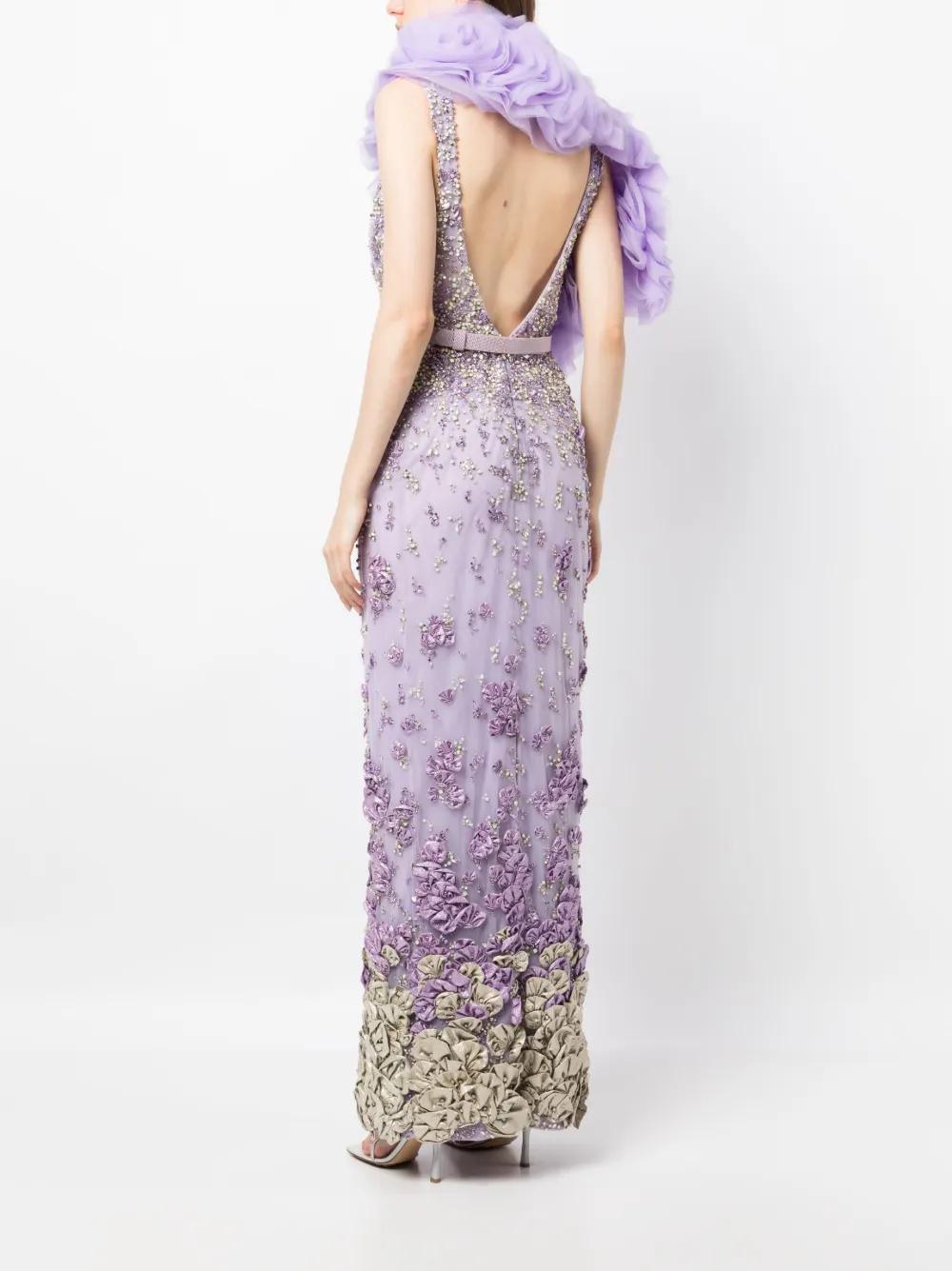 beaded tulle long dress Product Image