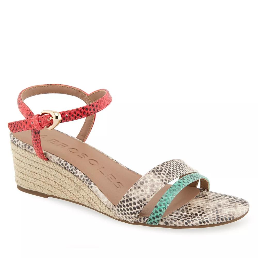 Aerosoles Witt Women's Wedge Sandals, Size: 6.5 Wide, Mint Pink Snake Product Image