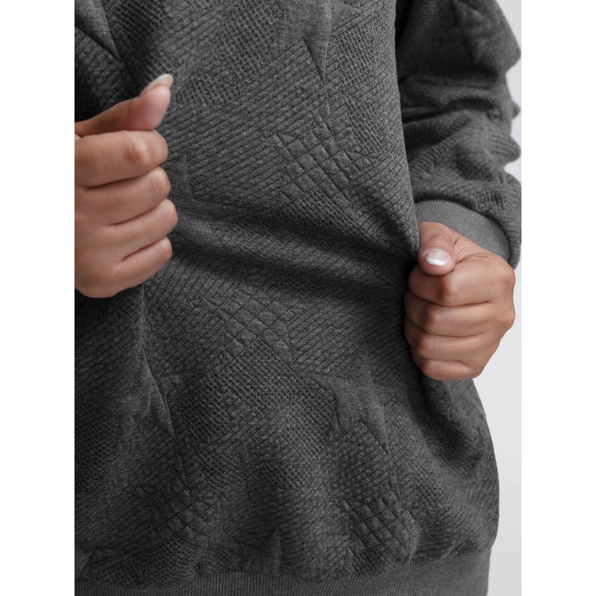 Plus Size Jacquard Star Print Knit Sweatshirt Women DimGray Leisure Round Neck Casual Sweatshirts BloomChic 14-16/1X Product Image