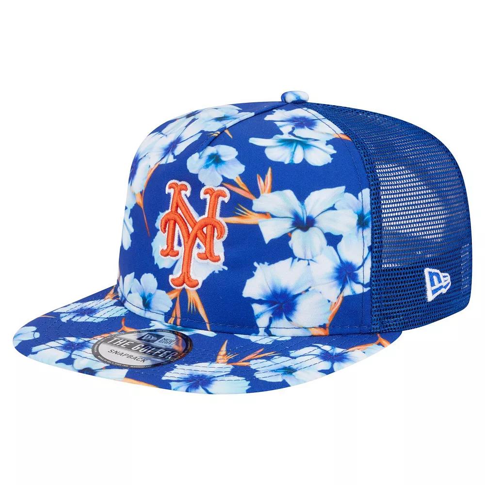 Men's New Era Royal New York Mets Adventure Pattern Golfer Trucker Snapback Hat, Blue Product Image