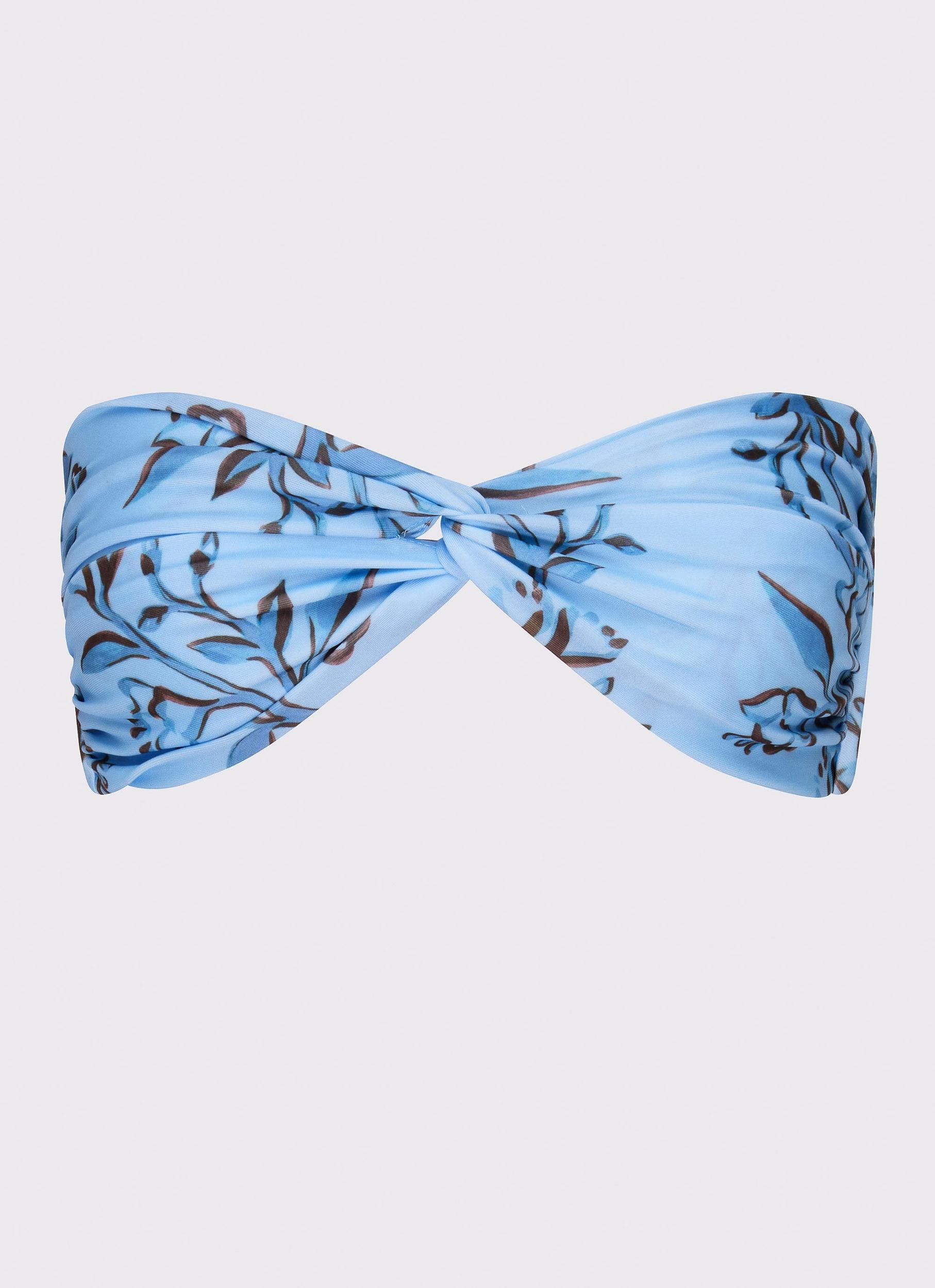 Delta Bandeau Bikini Top - Blue Floral Print Product Image