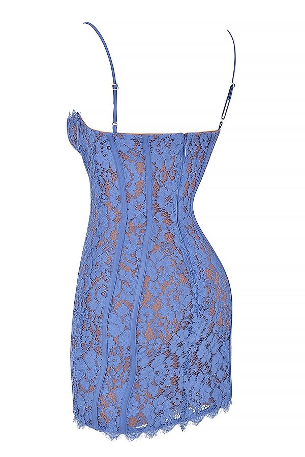 Lala  lavender lace mini dress Product Image