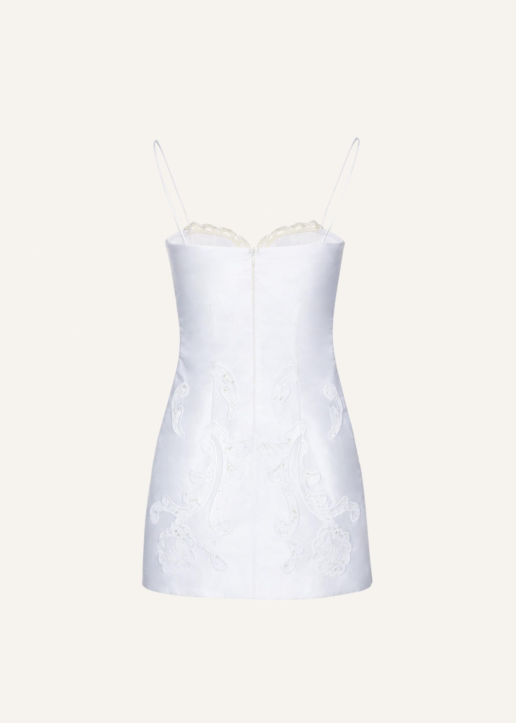 Lace poplin bustier mini dress in white Product Image