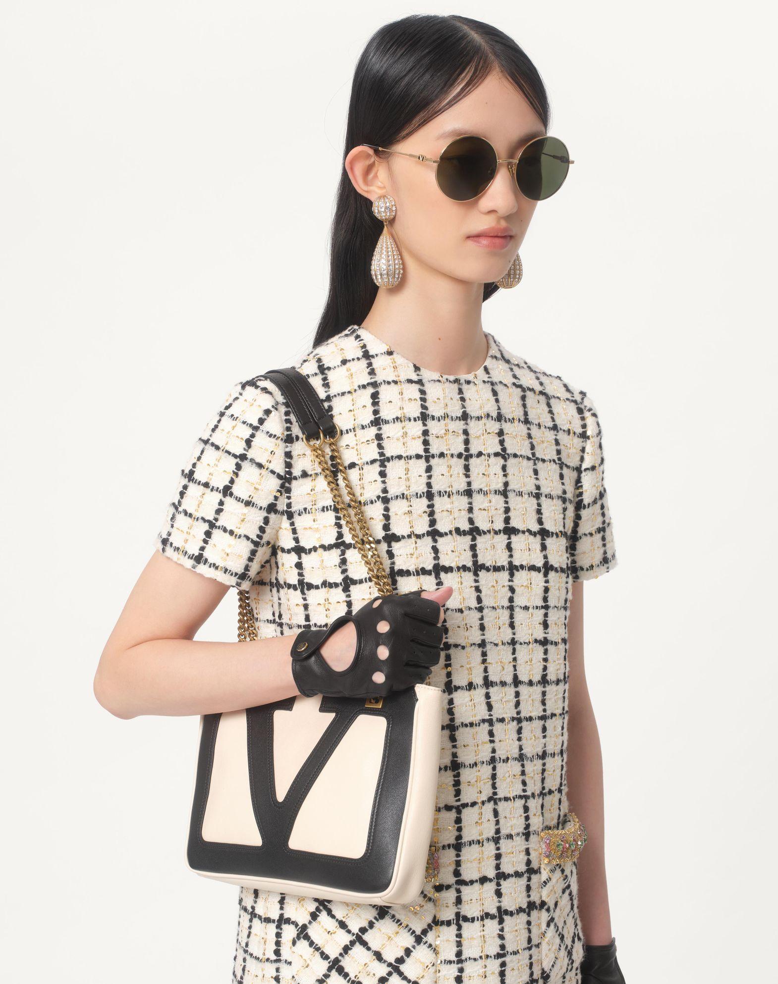 Embroidered Short Dress In Tweed Check Pailettes Product Image