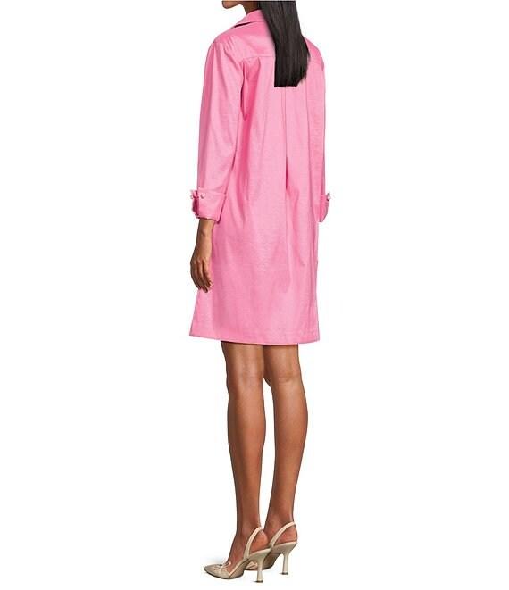 Preston & York Thea Taffeta 3/4 Sleeve Point Collar Dress Product Image