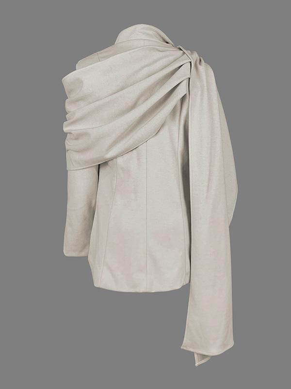 Long Sleeves Loose Pockets Solid Color Split-Joint Notched Collar Blazer Outerwear Product Image