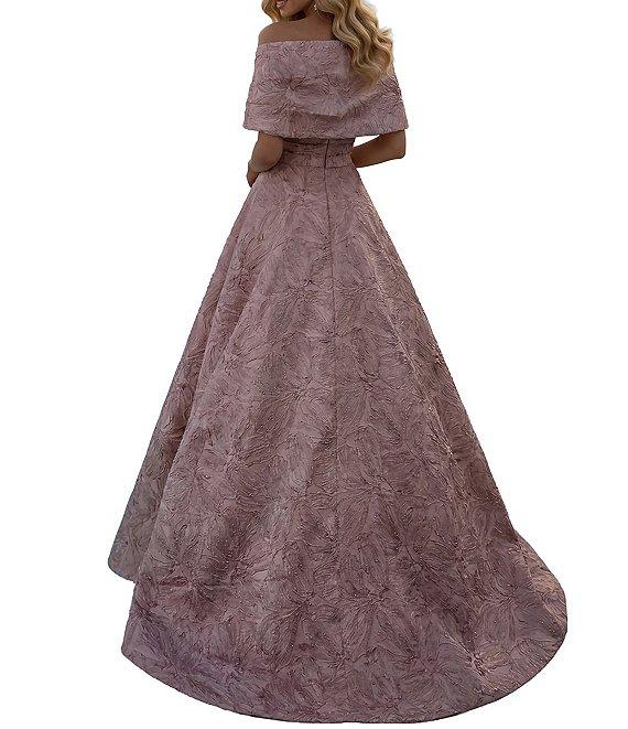 Terani Couture Jacquard Off-The-Shoulder A-Line Gown Product Image