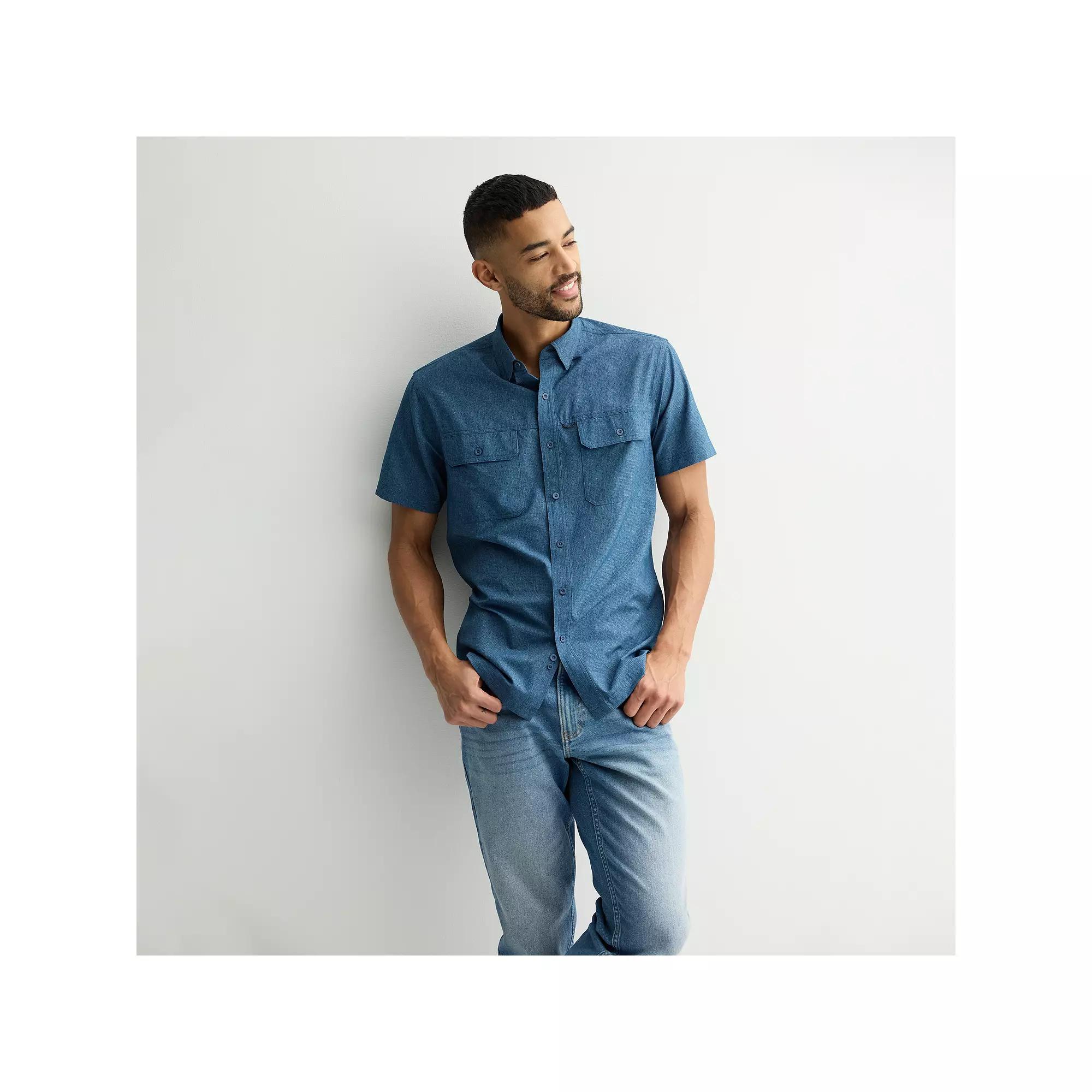 Men's Sonoma Goods For Life® Outdoor Short Sleeve Button-Down Shirt, Size: XL, Sargasso Product Image