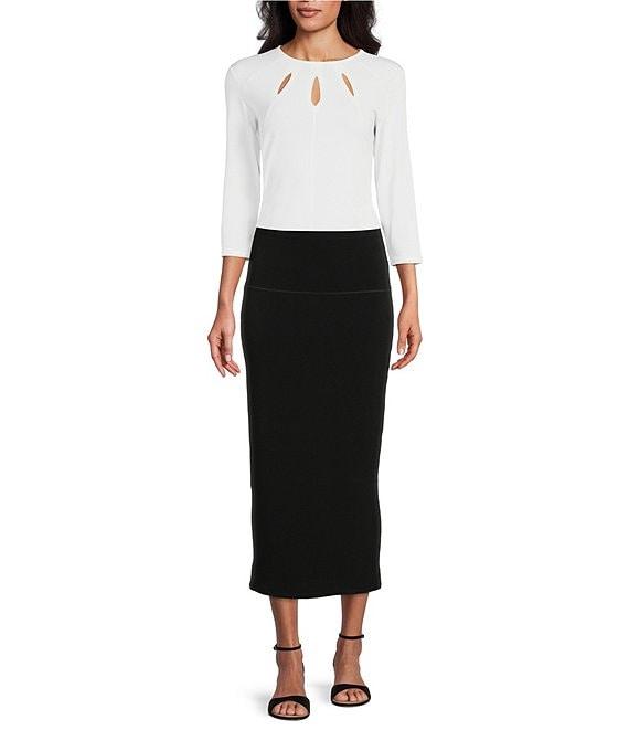 Eva Varro Elastic Waist Straight Sheath Midi Skirt Product Image