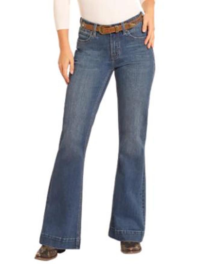 SALE Rock & Roll Denim® Ladies' MR Boot-Stitched Pocket Trouser Jeans Product Image