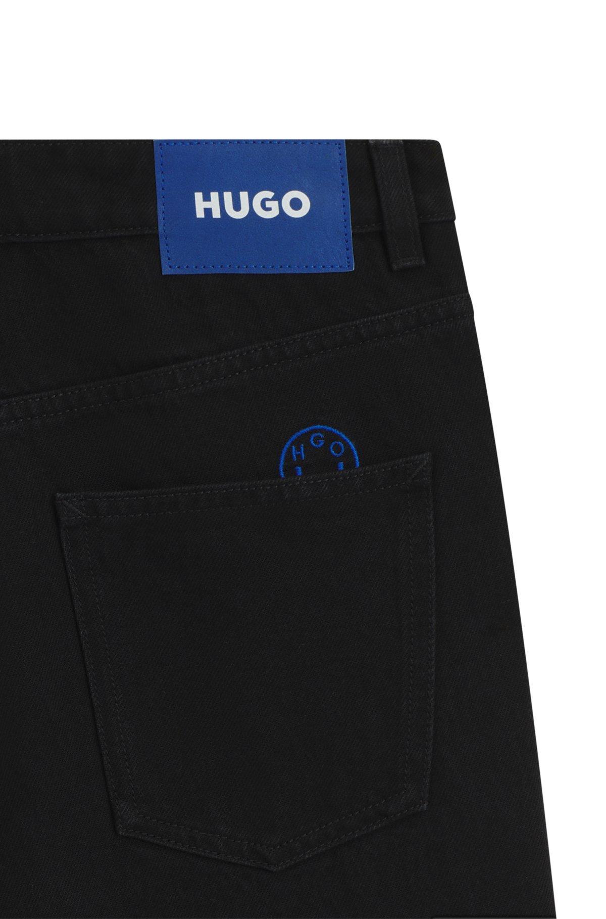 HUGO - Loose-fit jeans in black stretch denim - Black Product Image