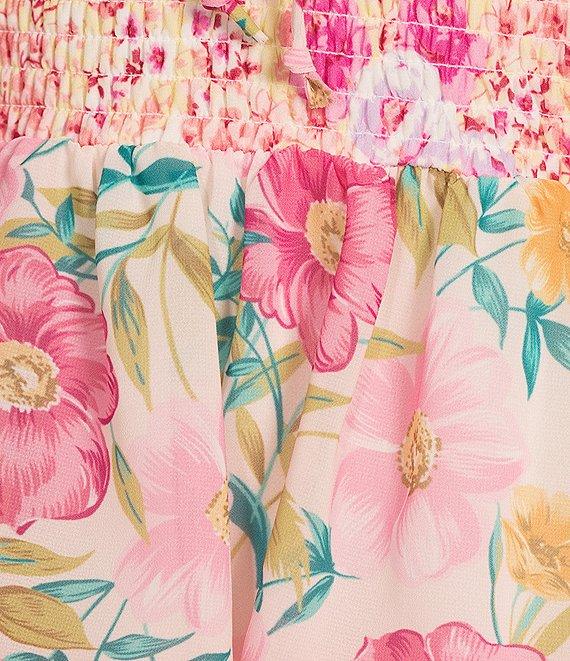 City Vibe Mixed Floral Print Sweetheart Neck Smocked Empire Waist Tiered Dress Product Image