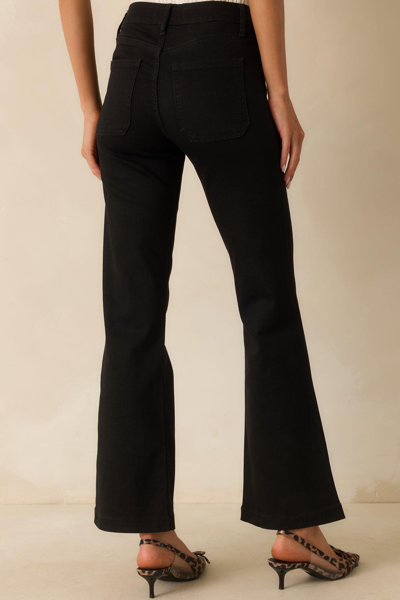 Never Let You Down Black Cotton High Waisted Flare Jeans Product Image