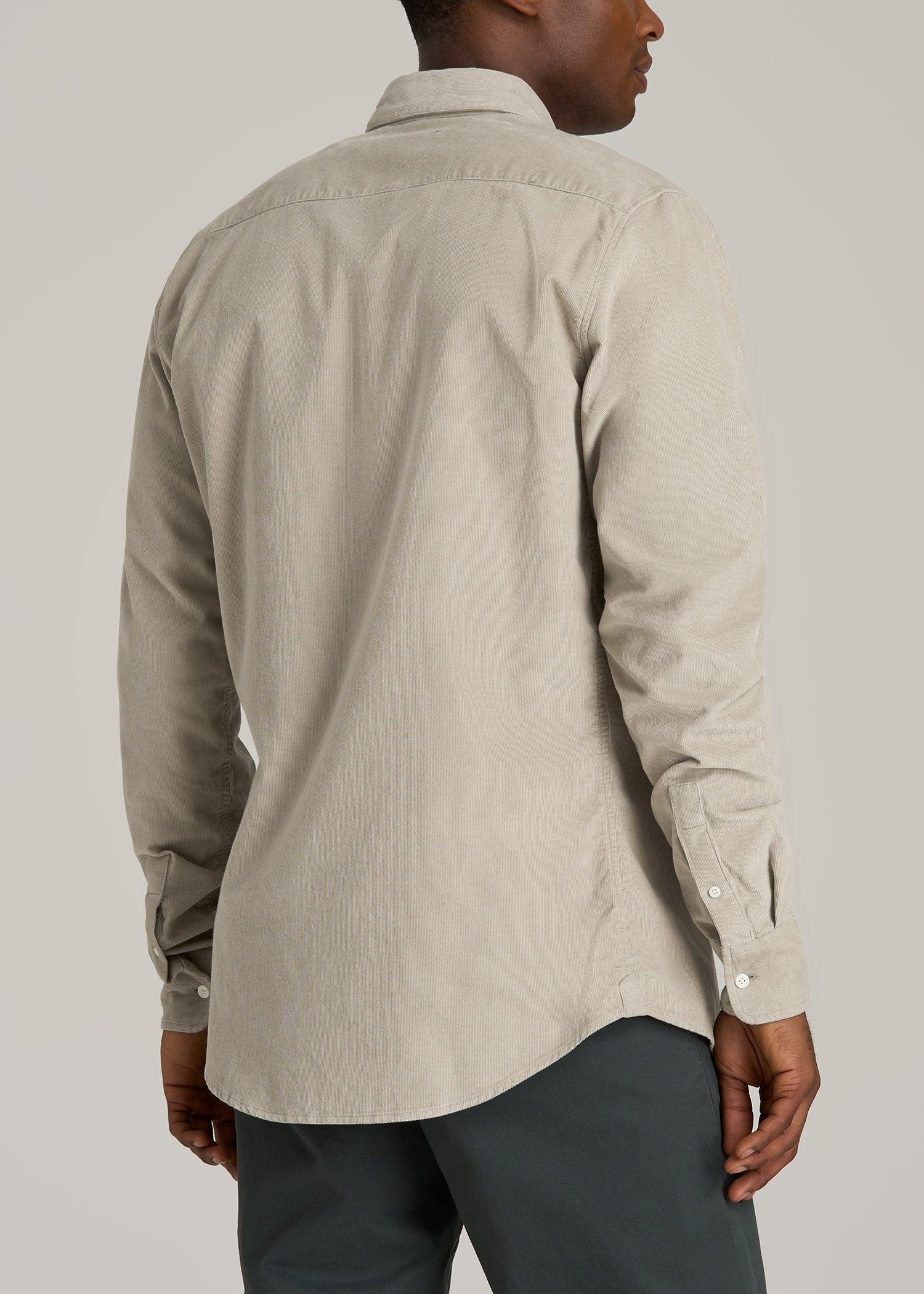 Pincord Button Shirt for Tall Men in Stone Male Product Image