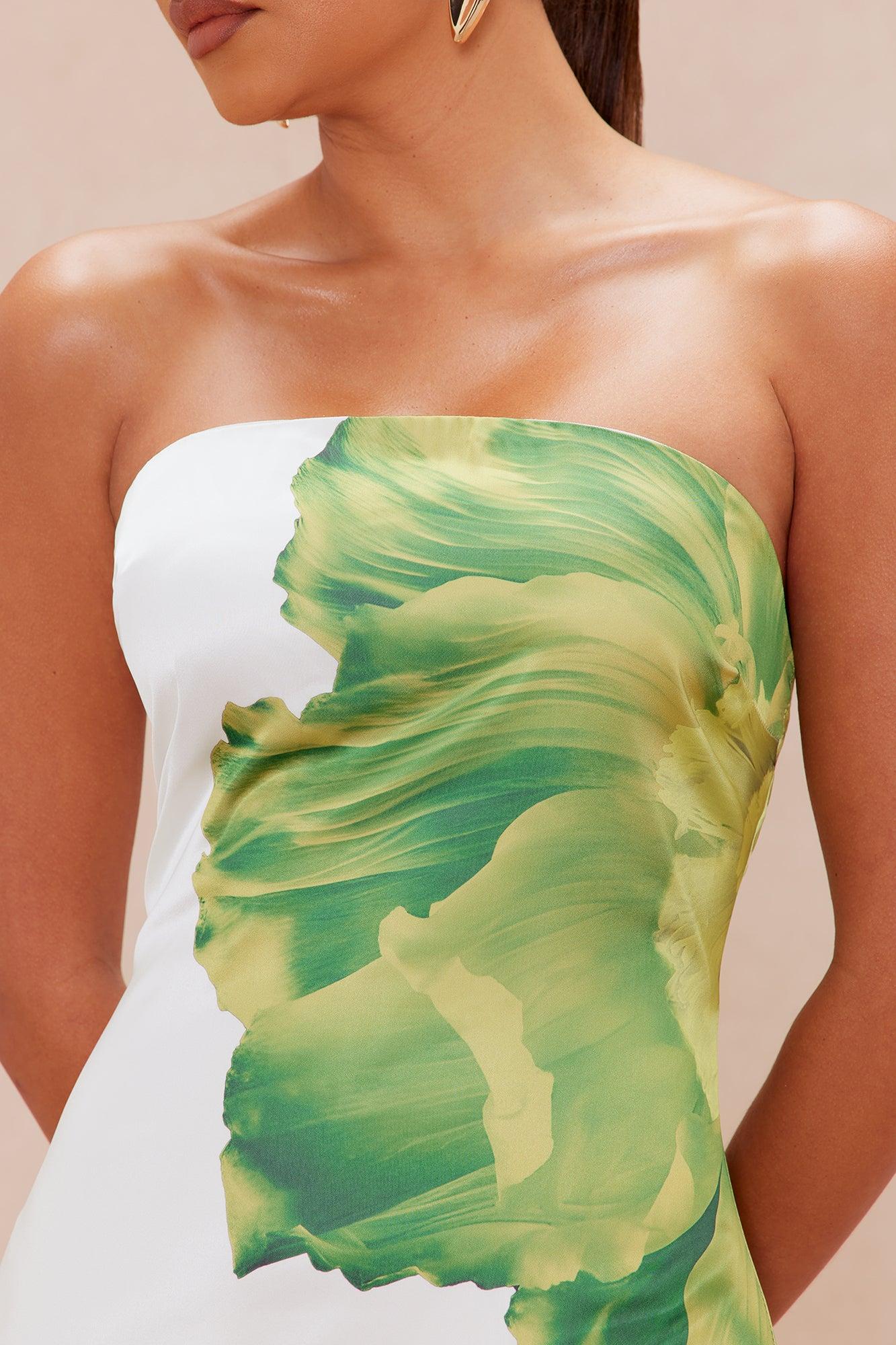 Alana Satin Maxi Dress - White/combo Product Image