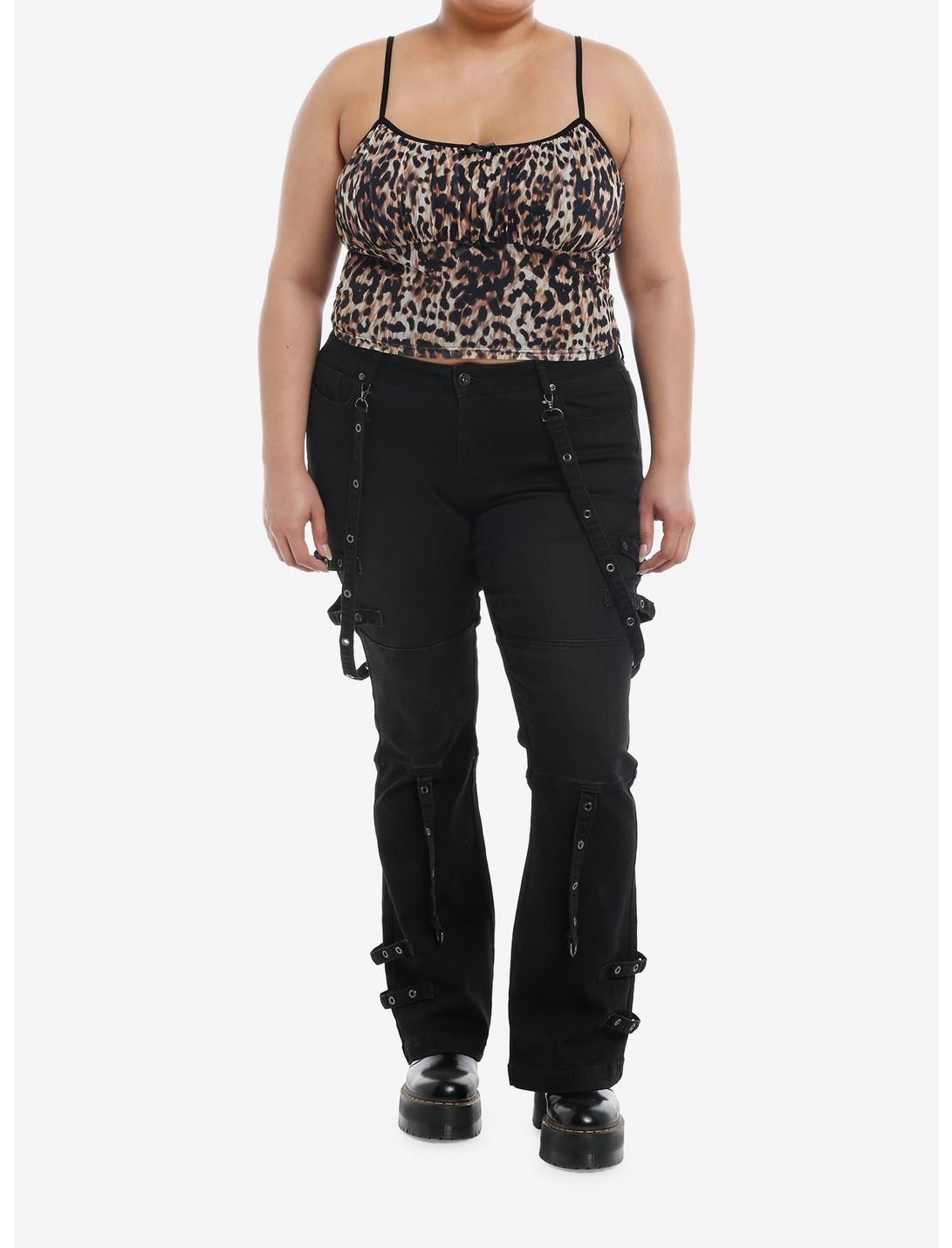 Leopard Print Mesh Bow Cami Plus Size Product Image