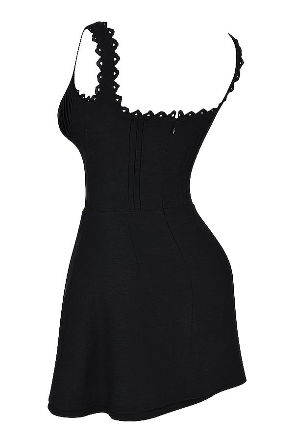 Tilly  black pin tuck mini dress Product Image