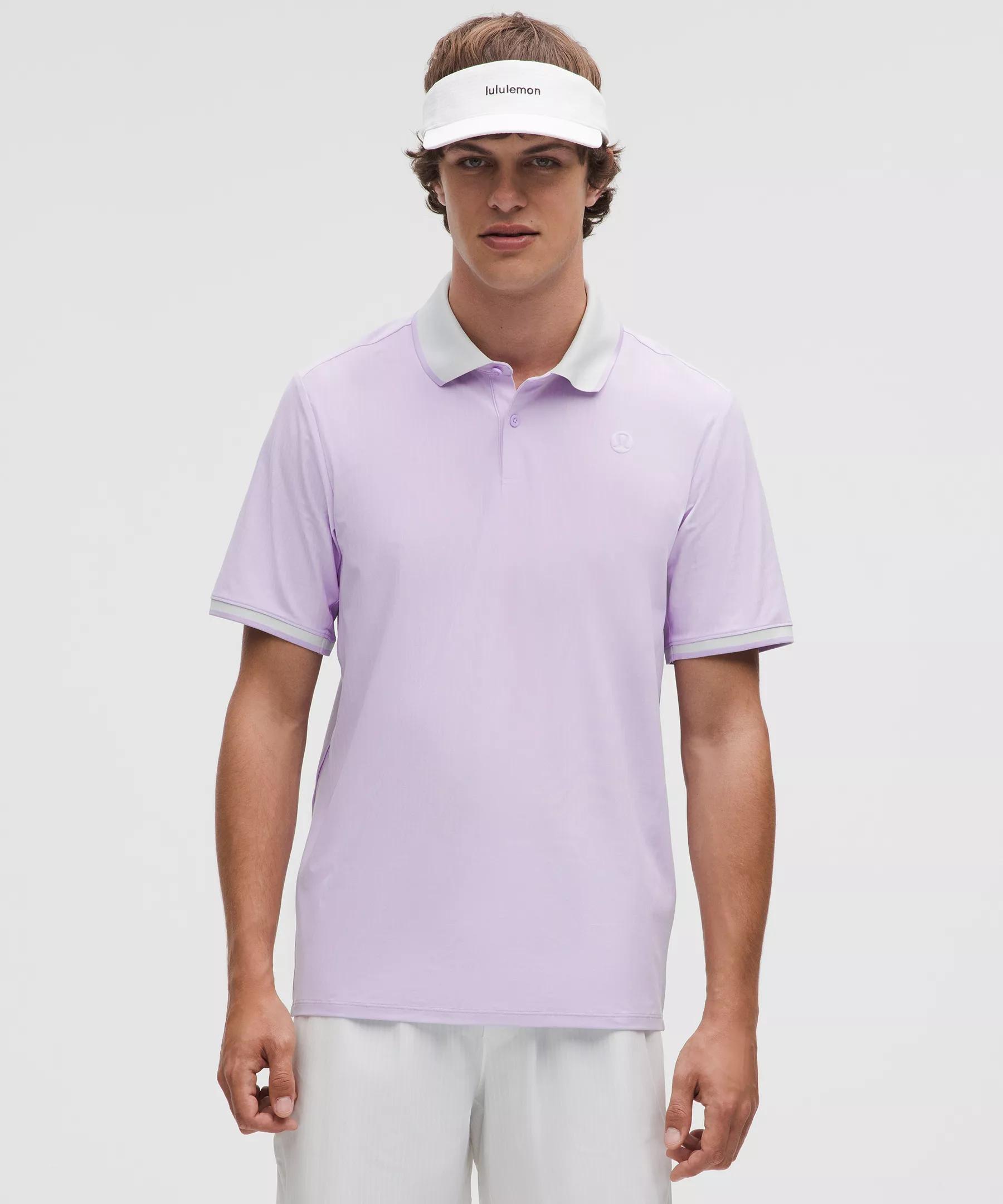 UV-Protective Striped Mesh Tennis Polo Shirt Product Image