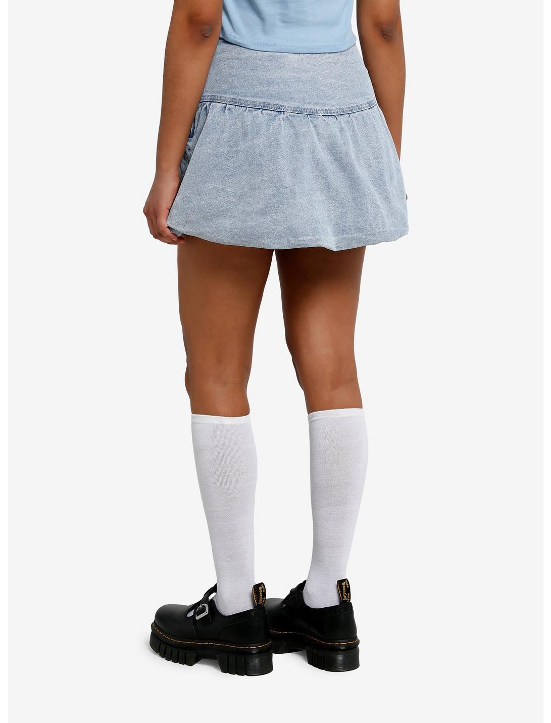 Light Indigo Bubble Denim Mini Skirt Product Image