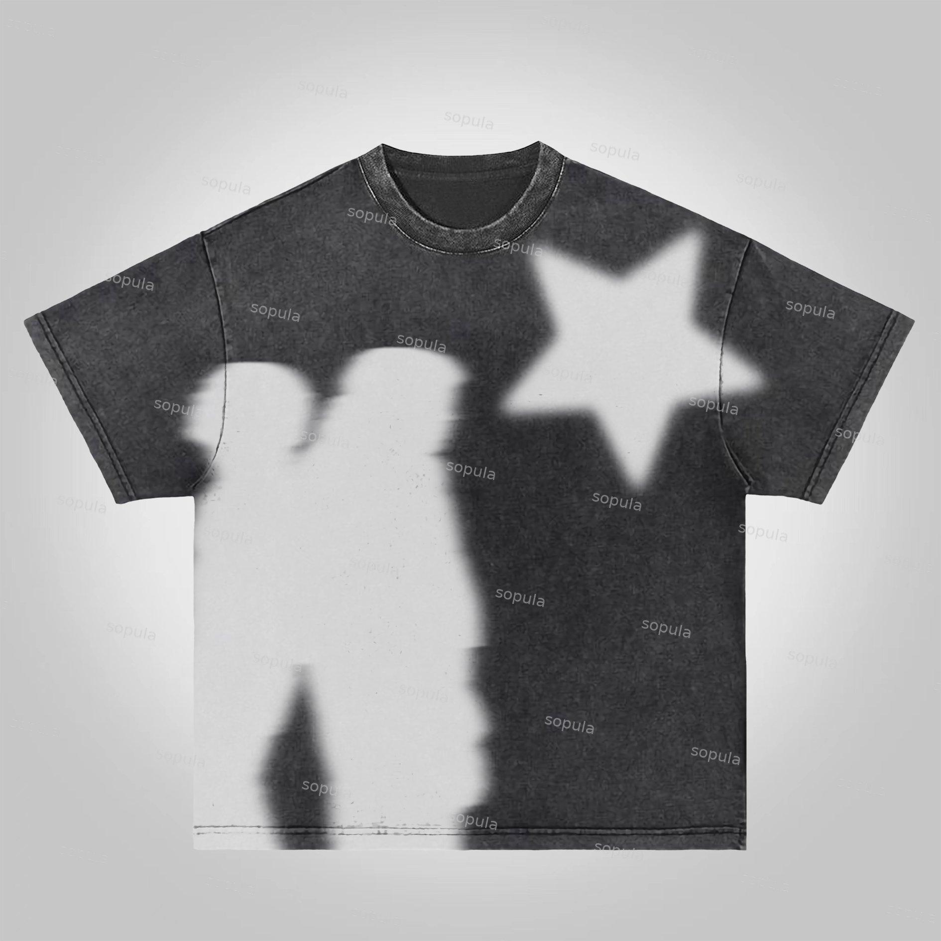 Sopula Virtual Shadow Graphic Acid Wash T-shirt Product Image