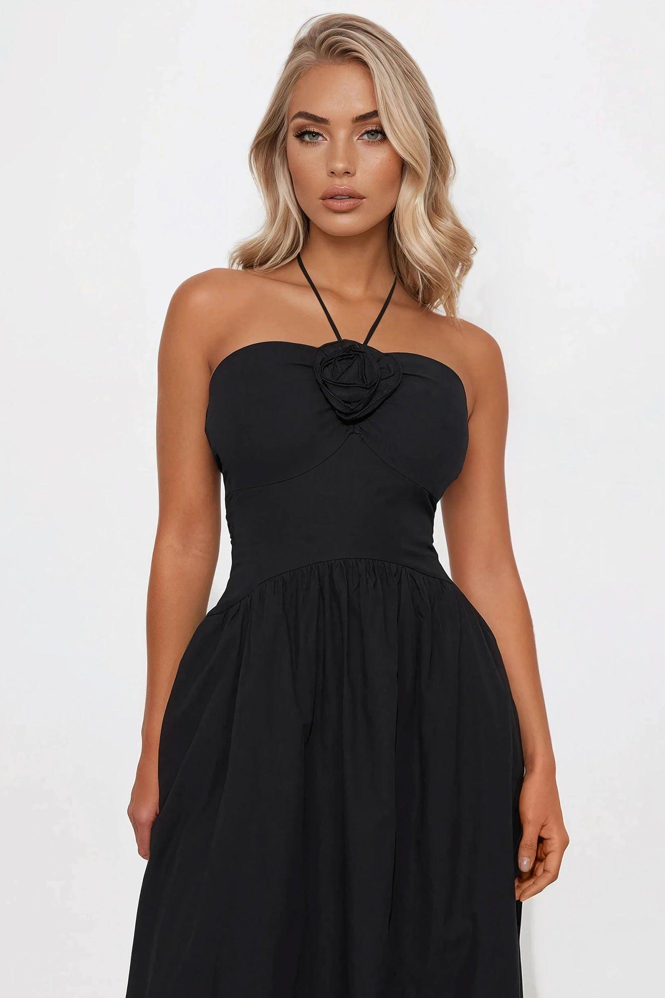 Kylie Halter Maxi Dress - Black Product Image