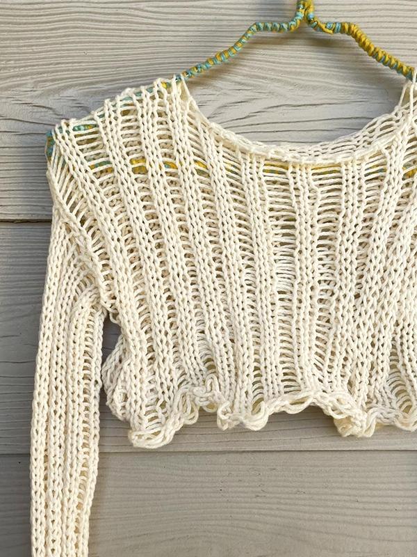 Short Cutout Crop Smock Crochet Top Product Image