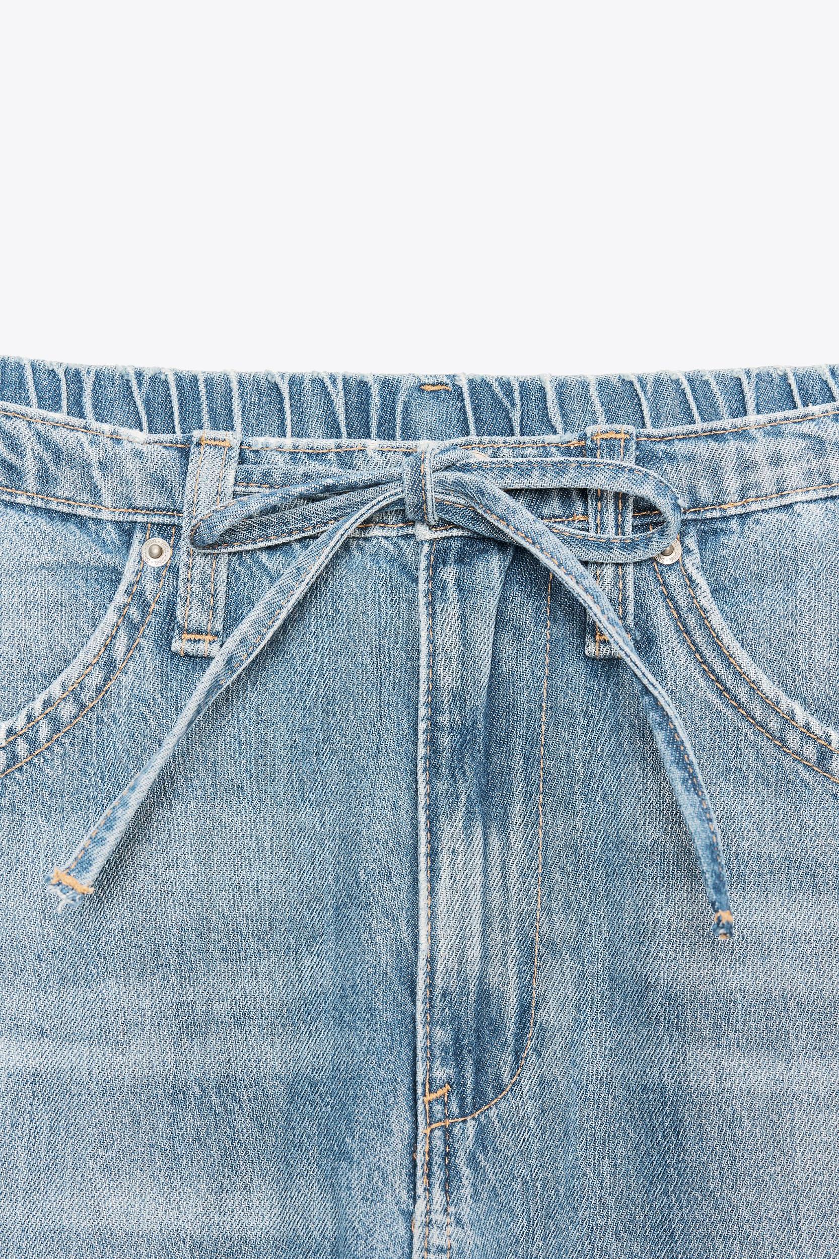 TRF FLOWY DRAWSTRING DENIM PANTS Product Image