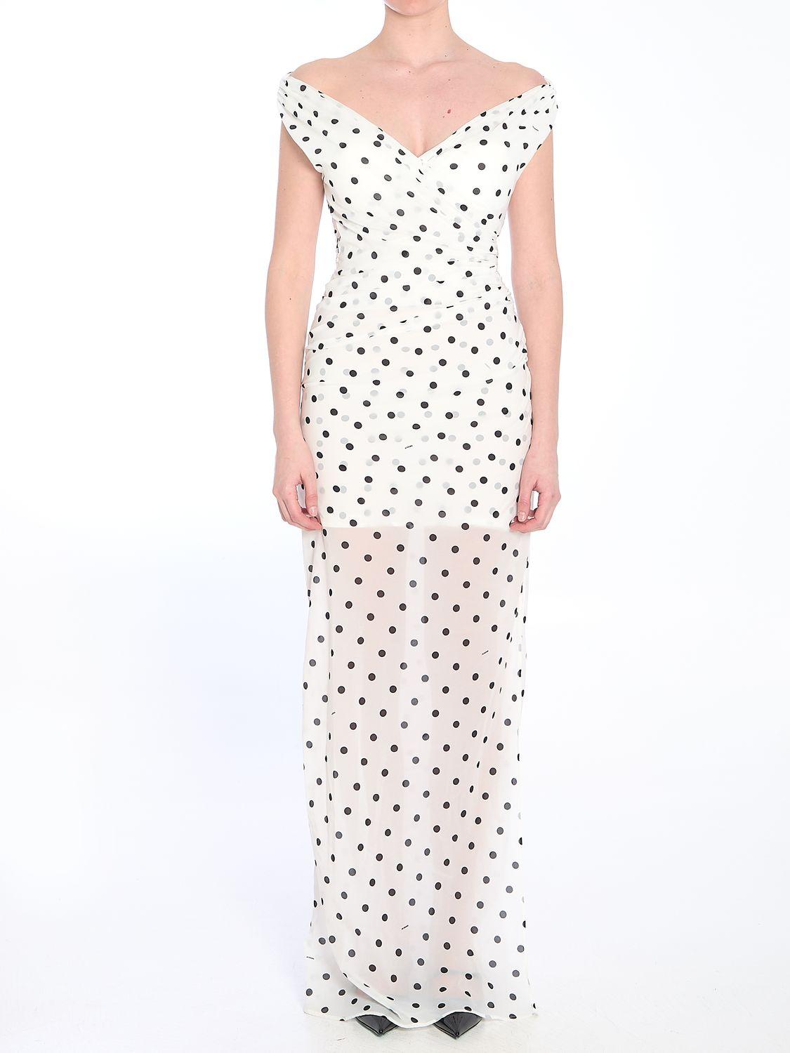 JACQUEMUS Women Rita Pois Long Dress In White Product Image