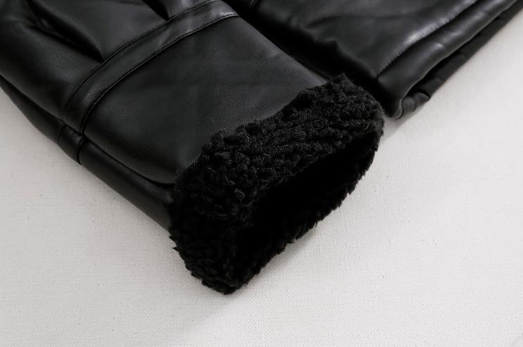 RT No. 10338 BLACK STAND COLLAR FLEECE LEATHER JK Product Image