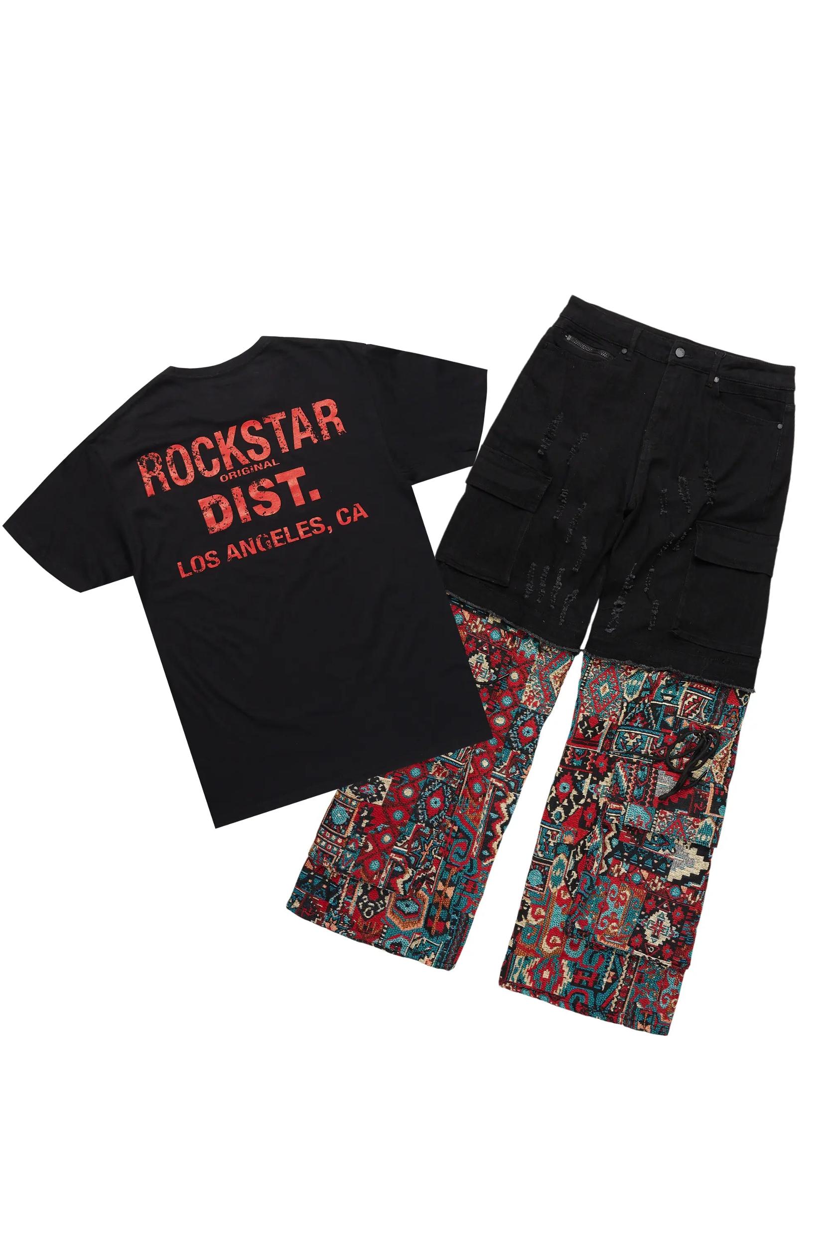 Lake Black/Red T-Shirt/Tapestry Baggy Jean Bundle Male Product Image