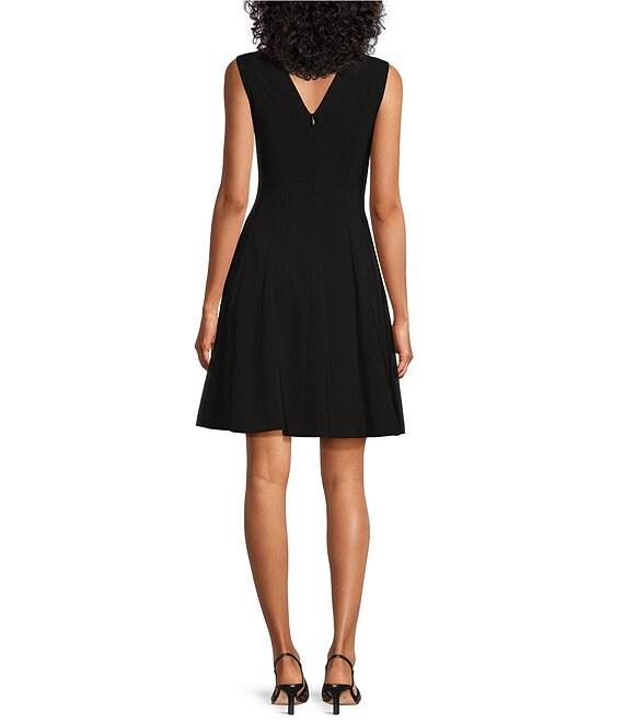 Investments Scuba Crepe Sleeveless V-Neck Fit and Flare Midi Dress Product Image
