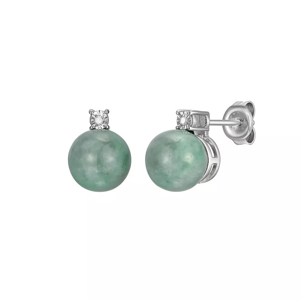 Dynasty Jade Sterling Silver Jade & Diamond Accent Stud Earrings, Women's Product Image