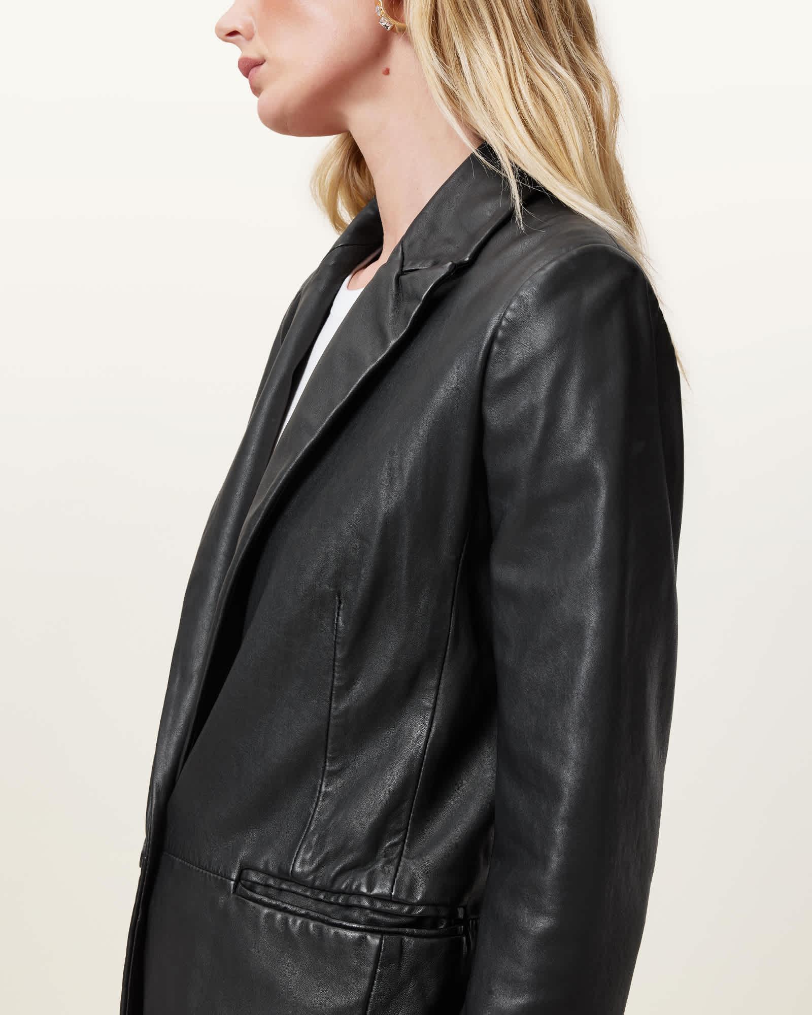 Deri Single Breasted Leather Blazer Product Image