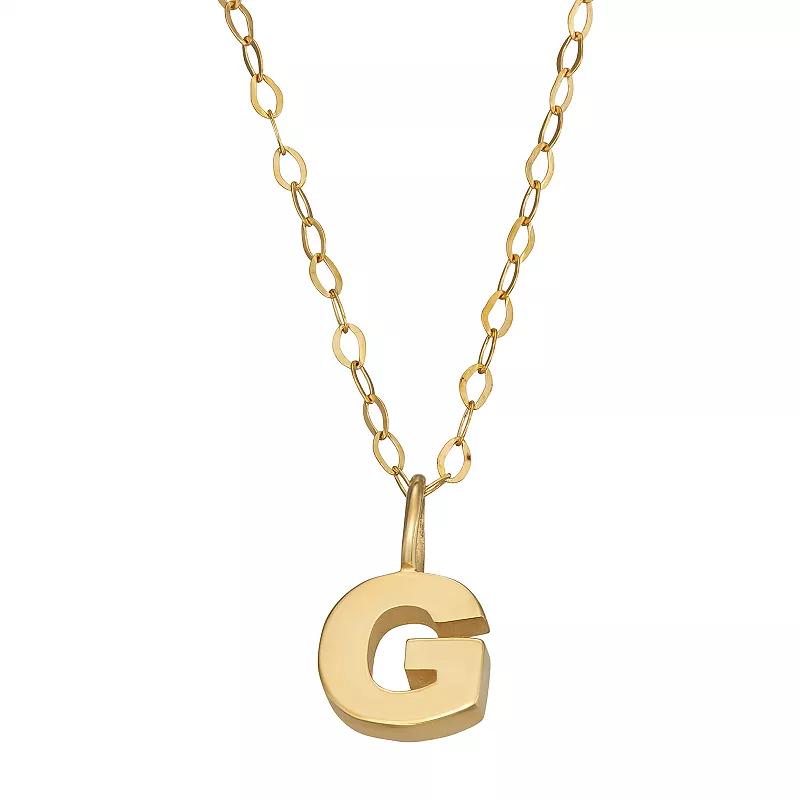 10K Gold Initial Pendant on 14K Gold Filled Chain, Womens Product Image
