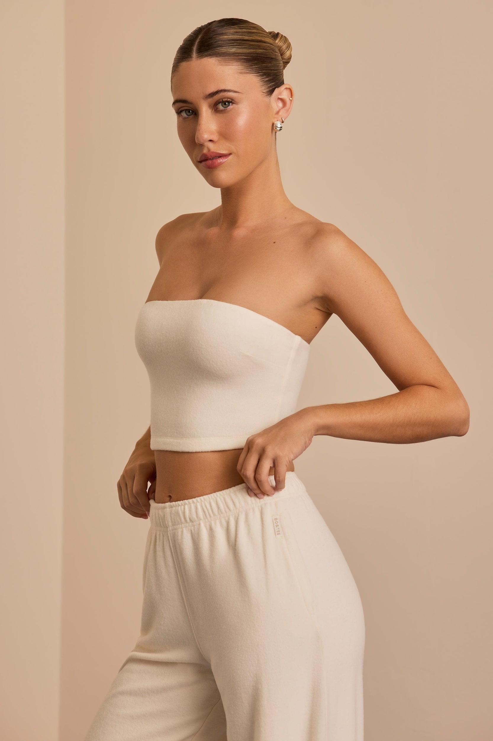 Brushed Jersey Bandeau Top in Ecru Female Product Image