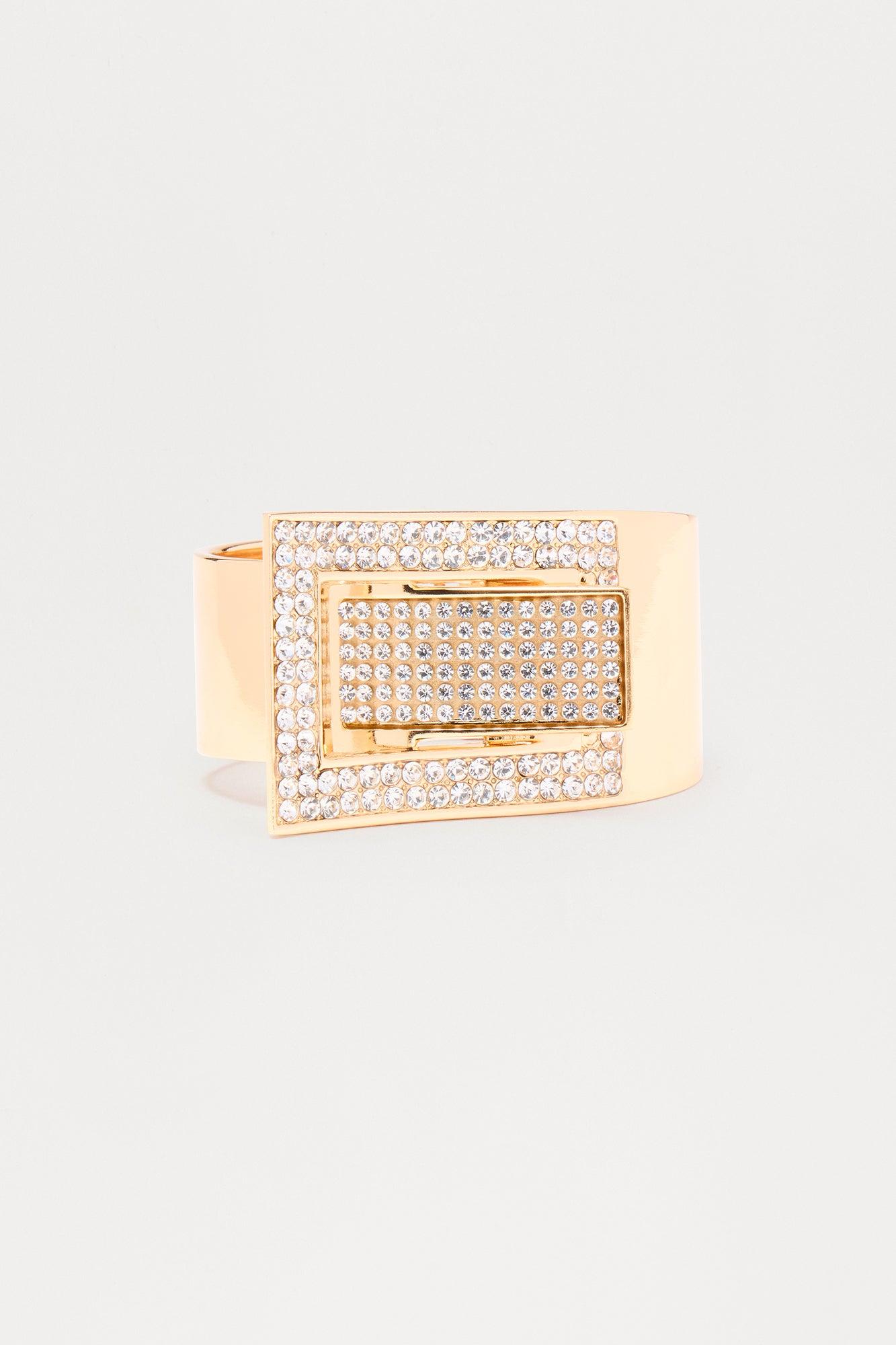 Ariana Rhinestone Cuff Bracelet - Gold Female Product Image