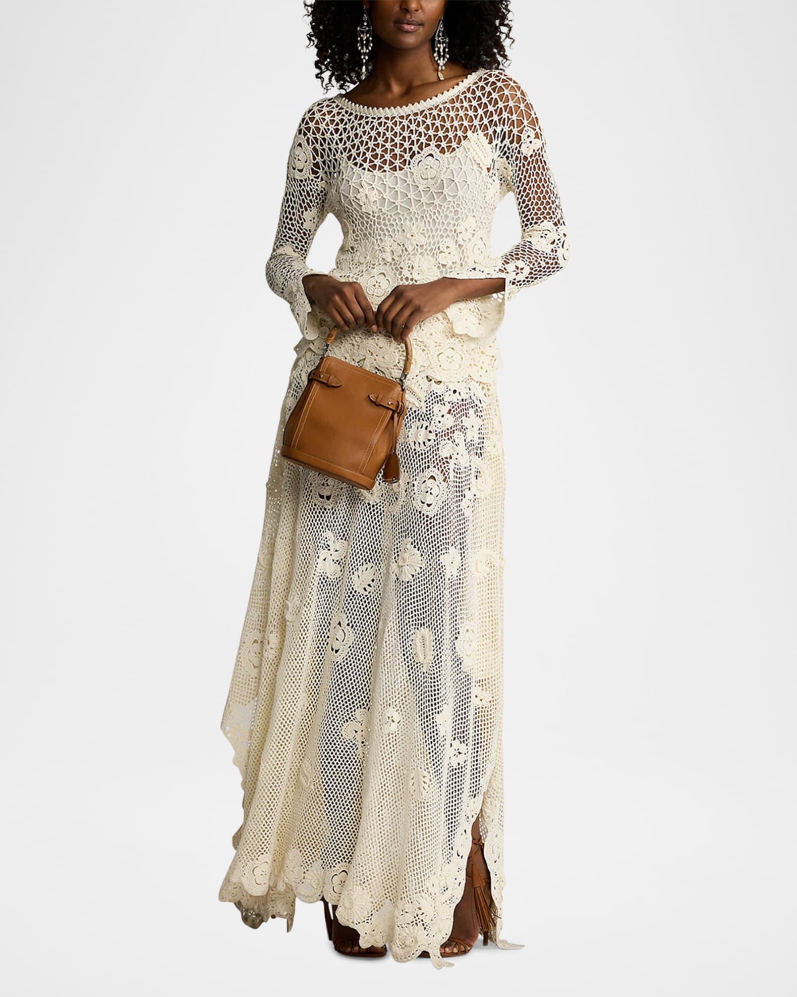 Floral Crochet Dolman-Sleeve Sweater Product Image