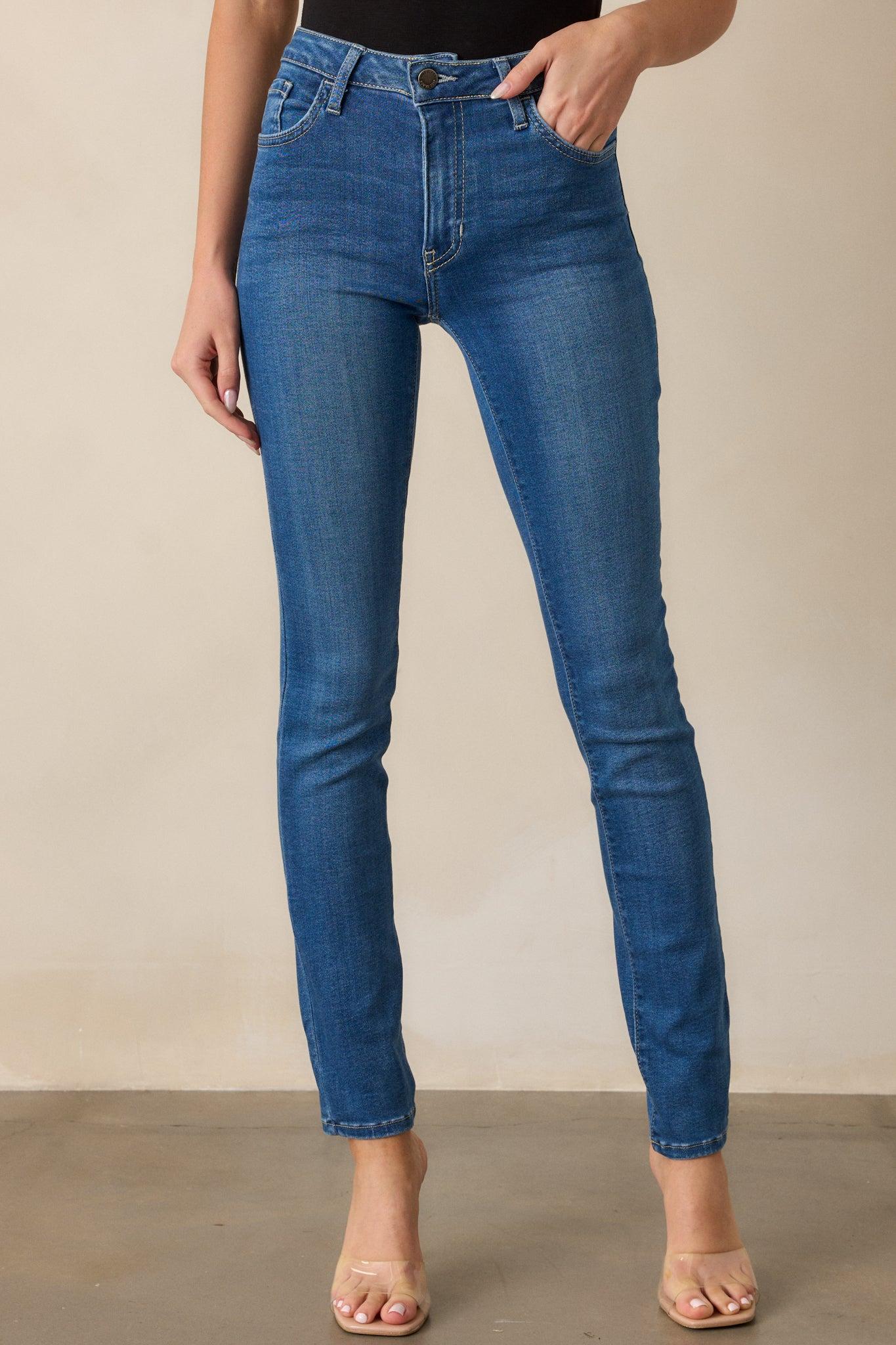Take A Moment Medium Wash Skinny Jeans Product Image