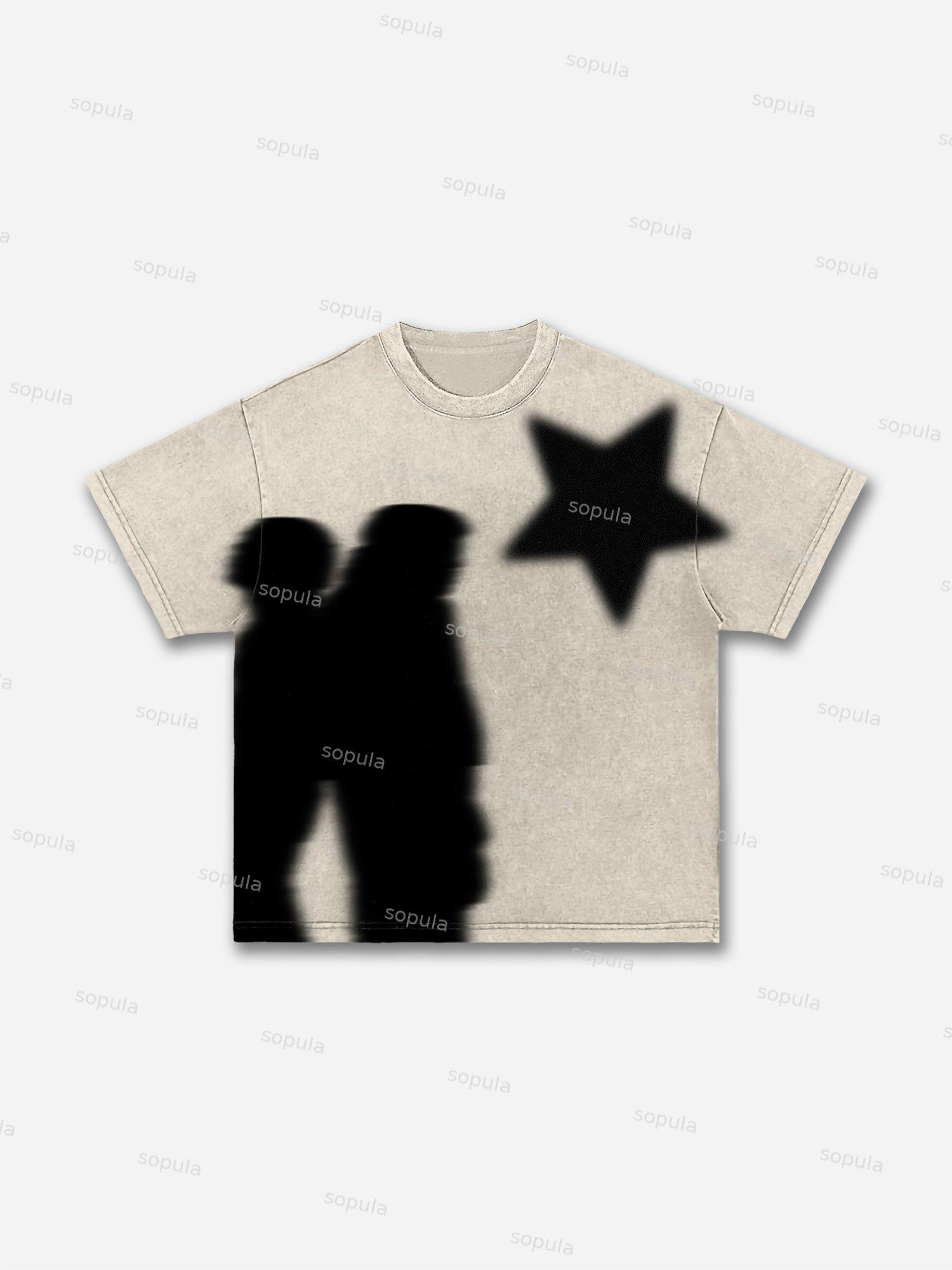 Virtual Shadow Vintage Graphic Cotton T-shirt Product Image