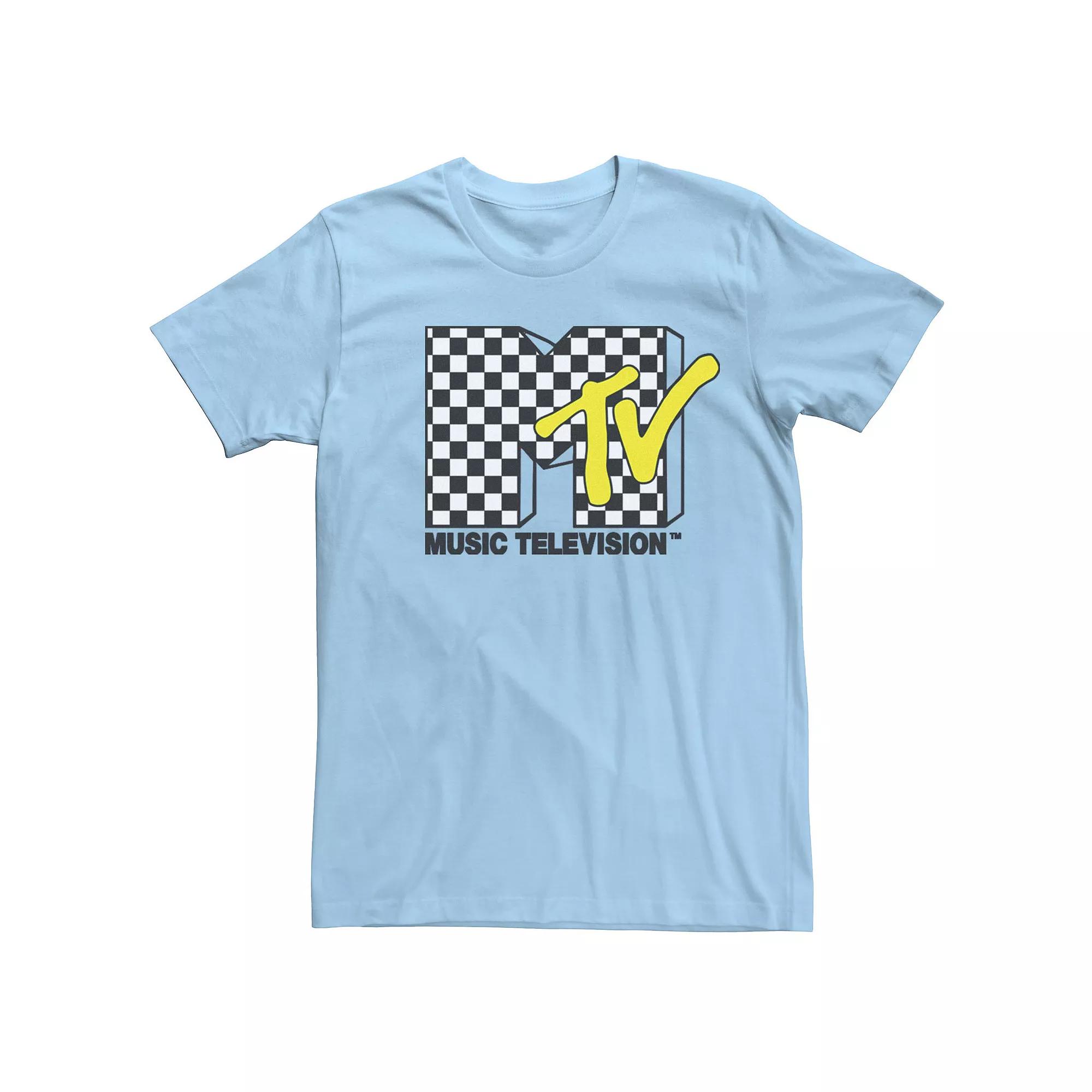 Men's MTV Black And White Checkered Logo Tee,  Product Image