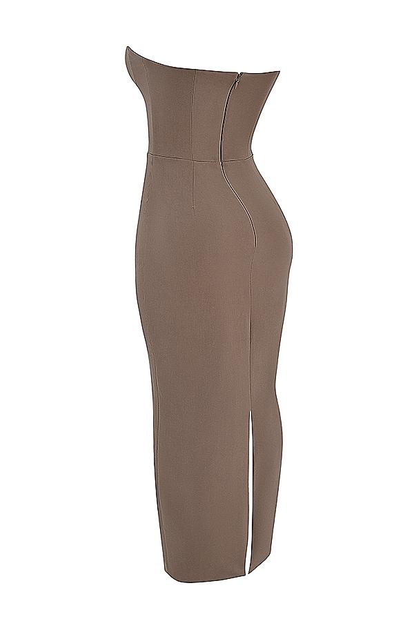 Lucia  taupe strapless corset maxi dress Product Image