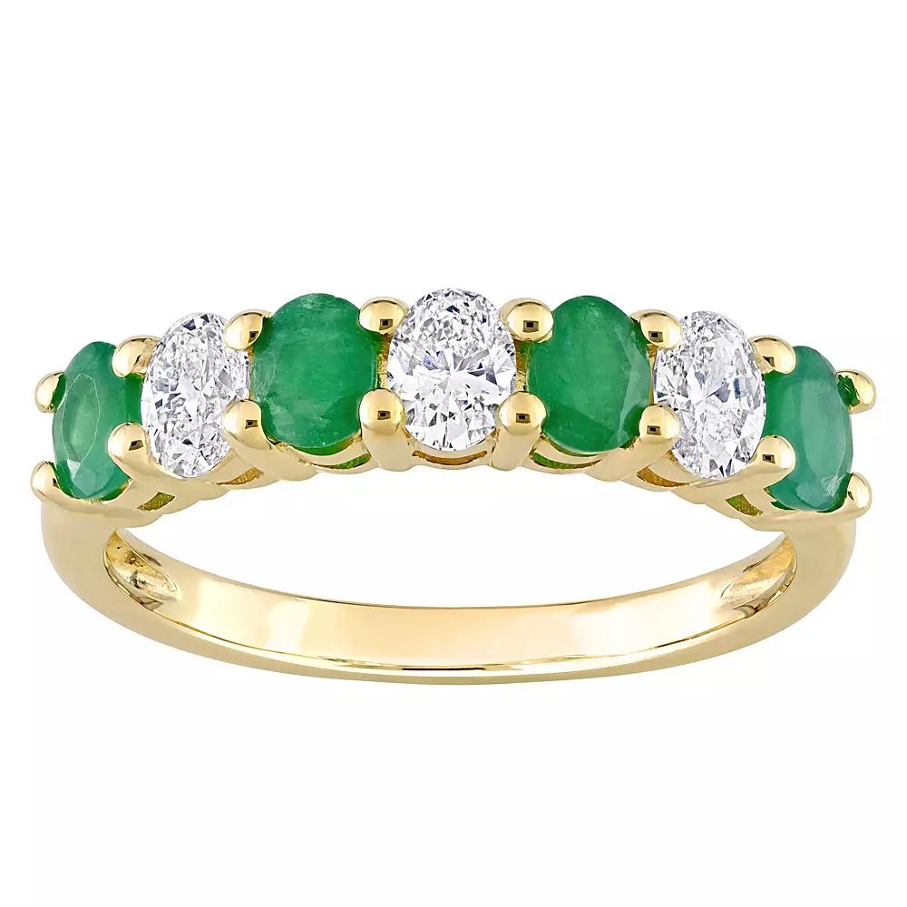 Stella Grace 14k Gold Emerald & 1/2 Carat T.W. Diamond Semi-Eternity Ring, Women's, Size: 8.50 Product Image