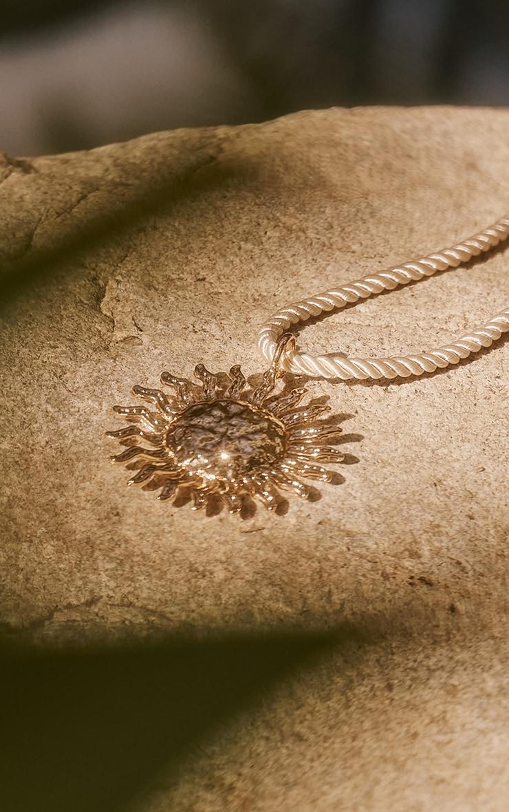 Gold Rope Twist Sun Statement Necklace Product Image